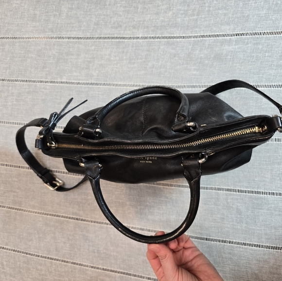 KATE SPADE Hamilton Heights Canteen Black Leather Satchel Cross Body Bag - Picture 6 of 16